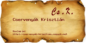 Cservenyák Krisztián névjegykártya